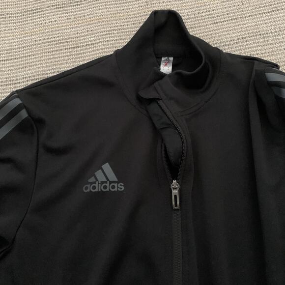 Adidas Track Jacket Womens Medium Black/Gray Three Stripe Full Zip AV1008 Clima - Picture 6 of 7